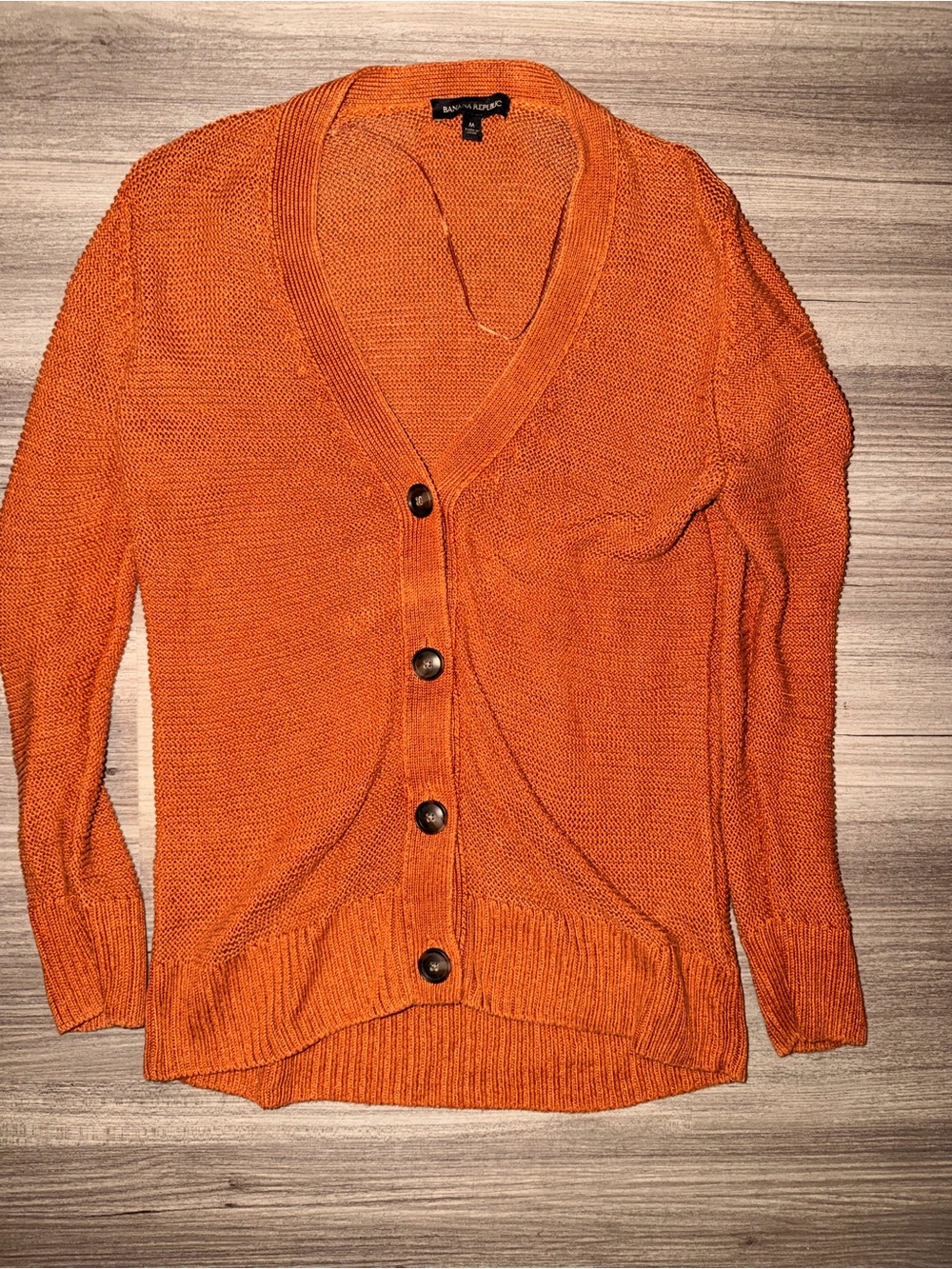 Banana Republic Orange V-Neck Button Cardigan